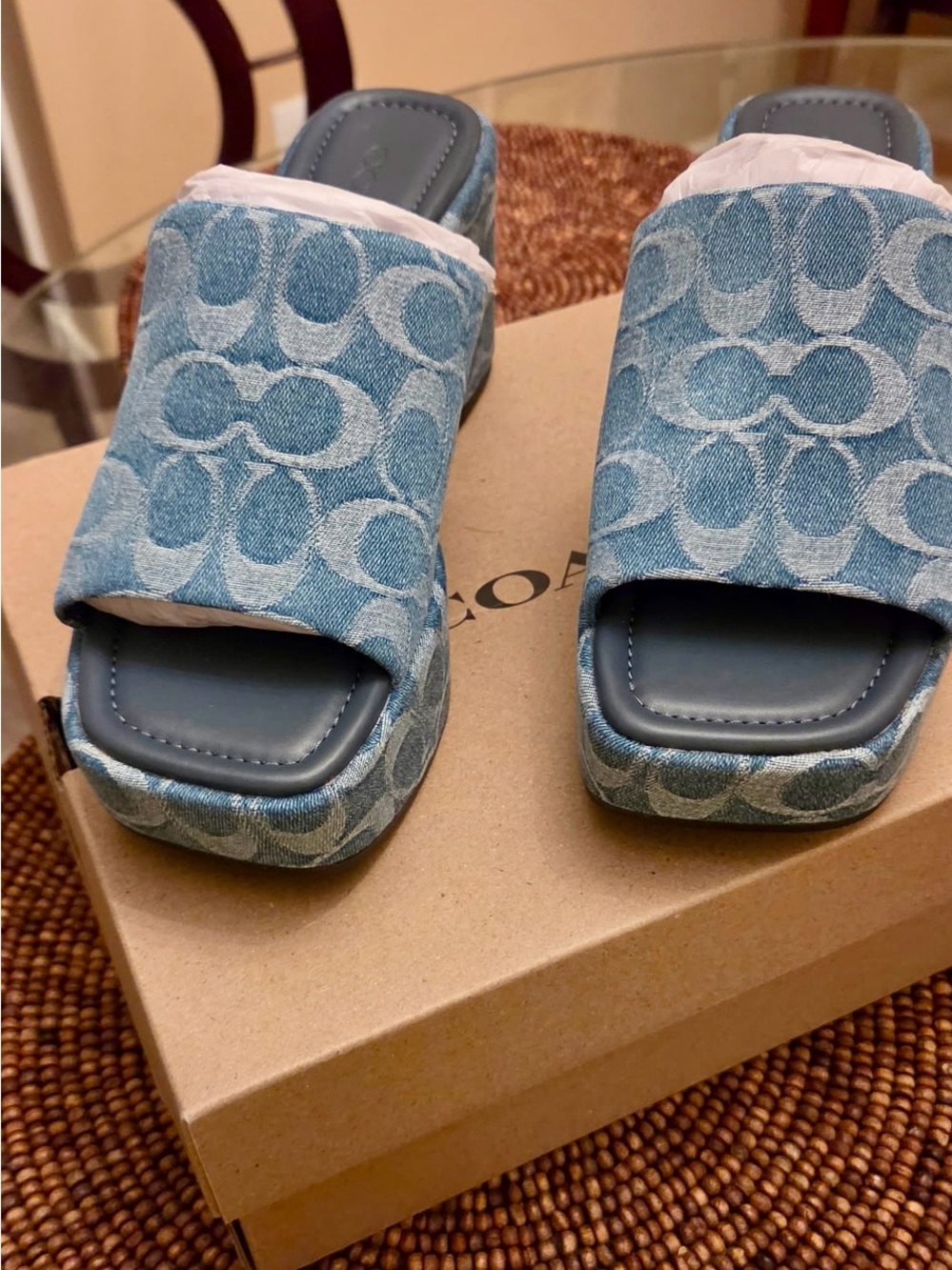 NWT Coach Phoebe Platform Sandal - In Signature Denim